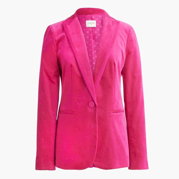 J. Crew Velvet Peak Lapel One-Button Blazer Brilliant Berry BU281 Women Size 16 - Picture 3 of 11